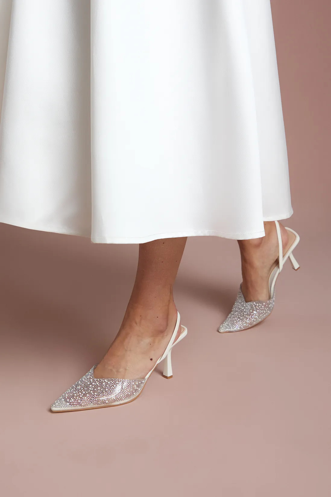 Heels | Bridal Tilly Diamante And Pearl Sling Back Pointed Court Shoes | Coast | Coast UK & IE