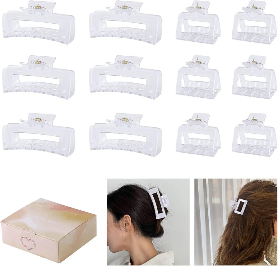 12 Pcs Hair Clips Set, Hair Accessories for Women and Girls - 6 Large Claw Clips for Thick Hair, ... | Amazon (US)