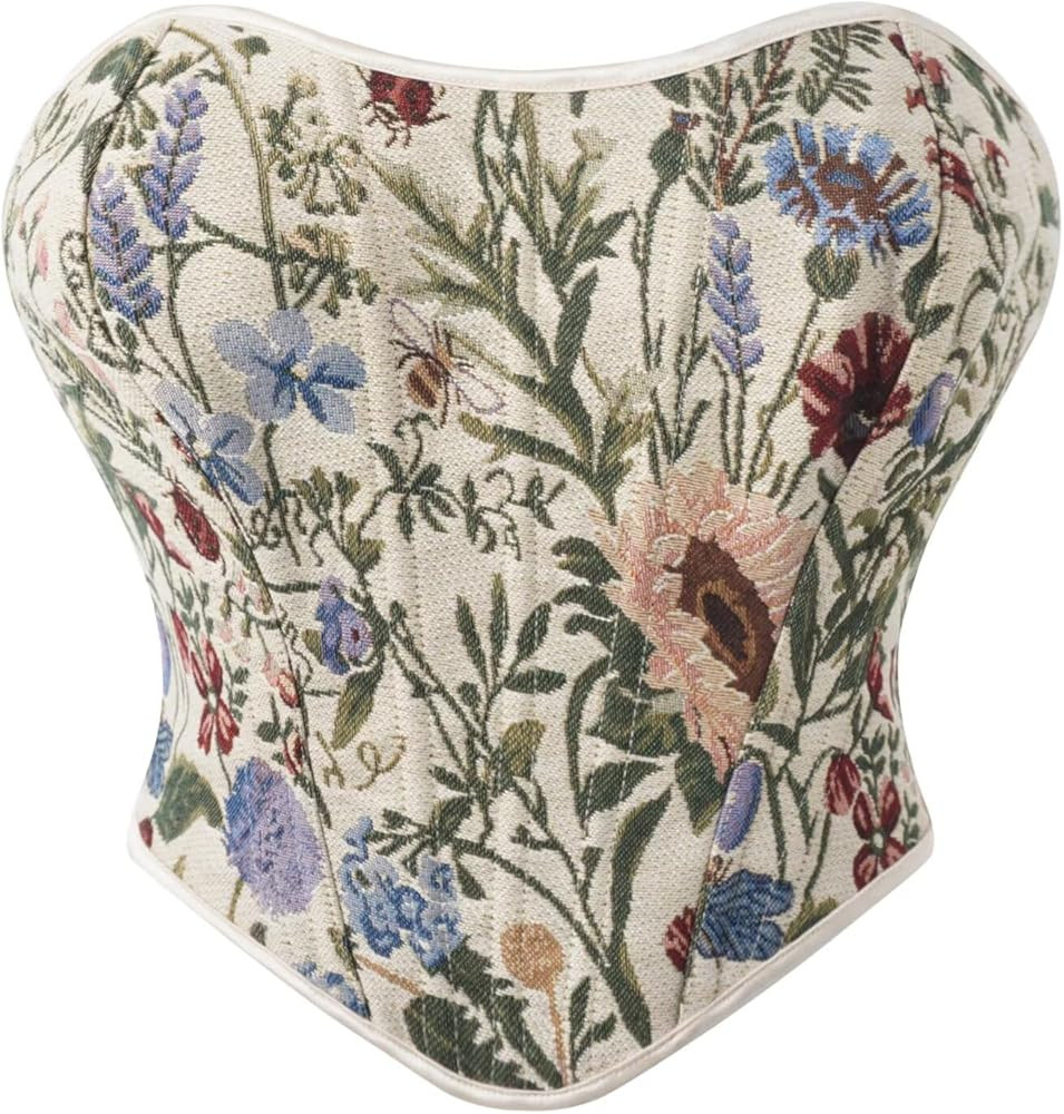 Floral Elegant Breathable Corset Top - Vintage Style Body Shaper for Women body shaping garment L... | Amazon (US)