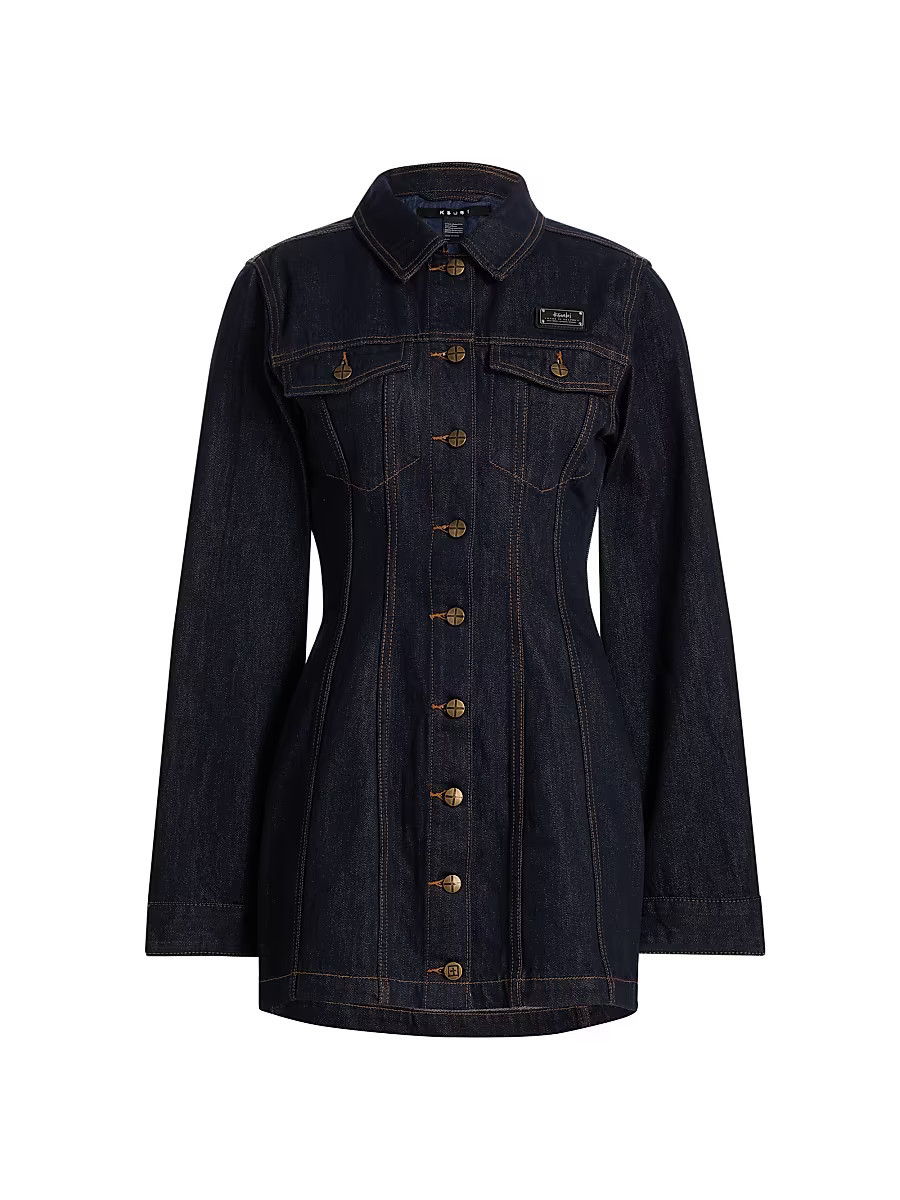 Women's Neo-Nostalgia Contour Denim Minidress - Denim - Size XS | Saks Fifth Avenue