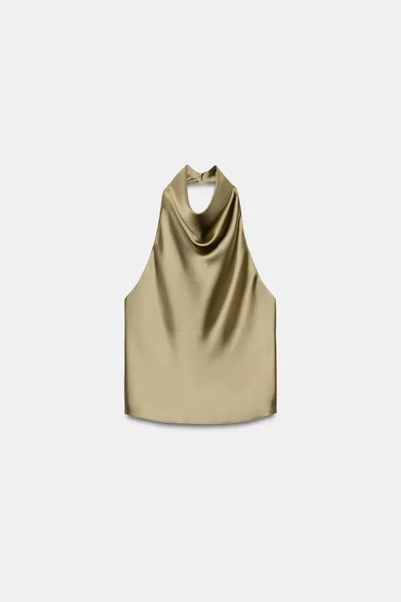 SATIN EFFECT HALTER TOP | Zara US