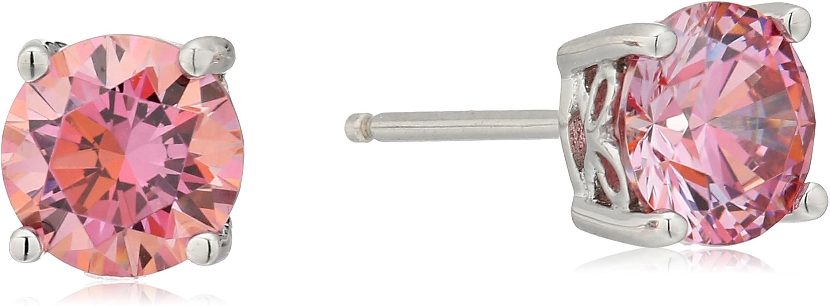 Platinum or Gold Plated Sterling Silver Round-Cut Stud Earrings made with Swarovski Zirconia | Amazon (US)