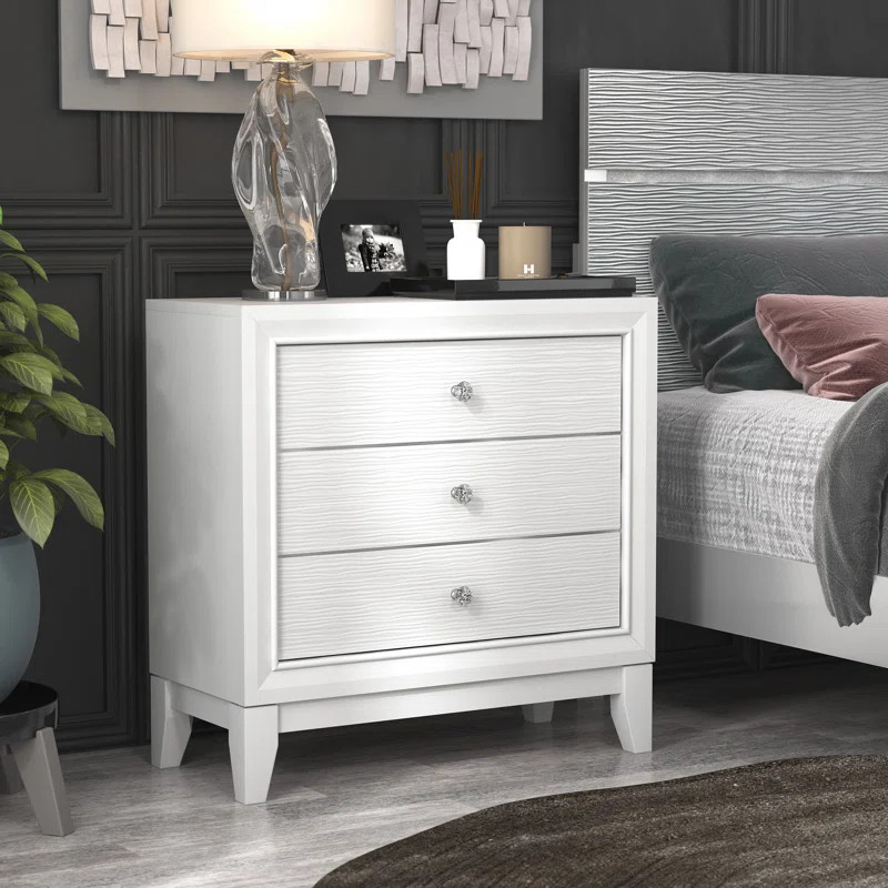 Takyra 26.8" Solid + Manufactured Wood 3 Drawer Nightstand | Wayfair North America