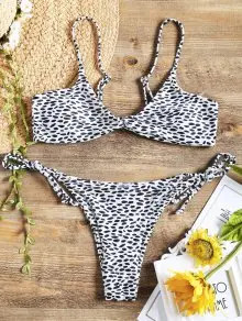 Spotted Twist Front String Bikini Set | ZAFUL (Global)