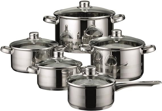ELO Skyline Stainless Steel Kitchen Induction Cookware Pots and Pans Set with Air Ventilated Lids... | Amazon (US)