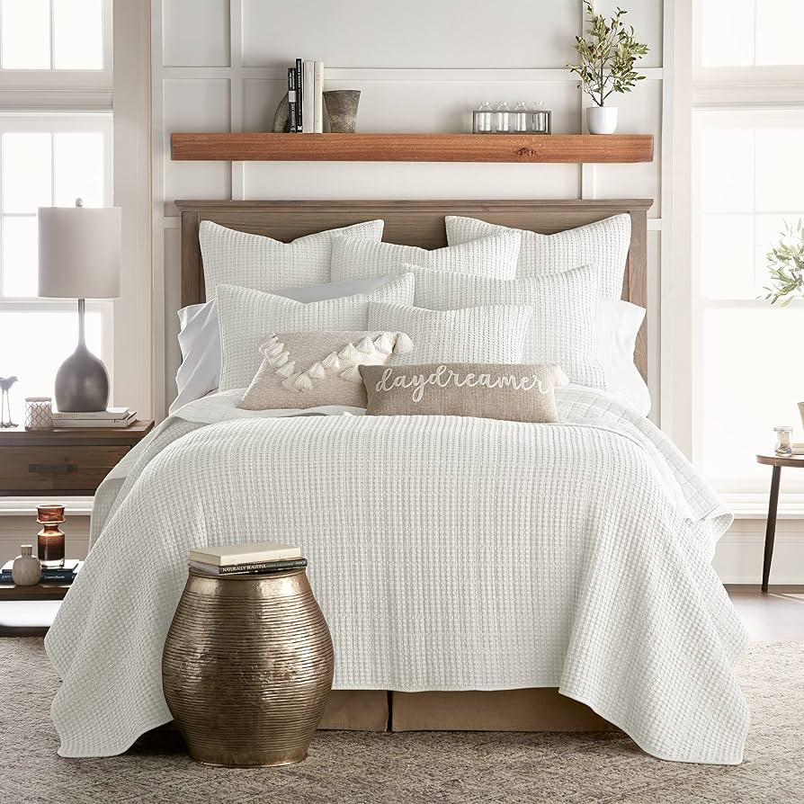 Levtex Home - Mills Waffle - Full/Queen Quilt Set - Cream Cotton Waffle - Quilt Size (88 x 92in.)... | Amazon (US)