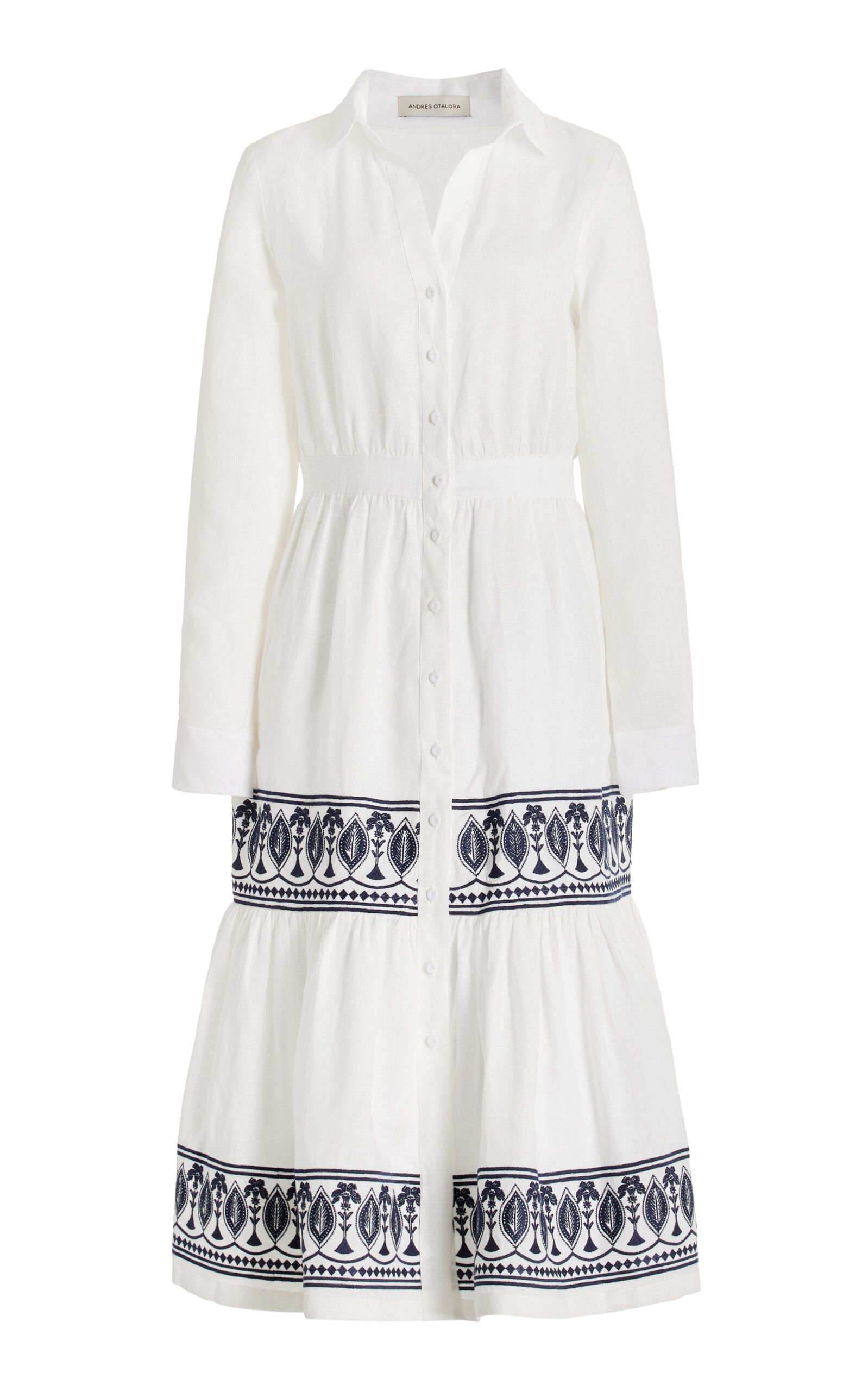 Exclusive Mirana Embroidered Linen Midi Dress | Moda Operandi (Global)