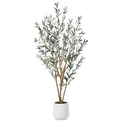 DR.Planzen 6FT Fake Olive Tree with Oval White Planter, Faux Olive Tree with Realistic Leaves and Natural Trunk | Target