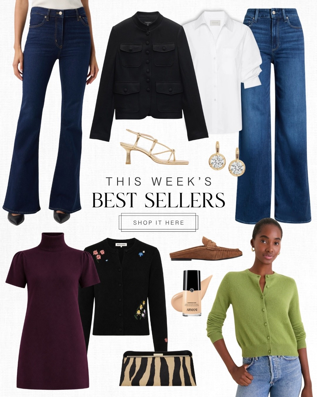 Top 10 Best Sellers: Dark wash denim always looks so great this time of year and I’m loving this new pair from Frame. I especially love that they come in petite sizes here! The Rag & Bone Mercer jacket is one of my highest recommendations - it’s not too thick and feels so elevated. My daughter, Em told me about the brand Verafied and I’m obsessing over this zebra print clutch after seeing someone wear it in NYC. These Dolce Vita sandals are some of my most worn heels especially for events - they’re so comfortable and currently on sale!

#LTKootd #LTKSaleAlert #LTKPetite