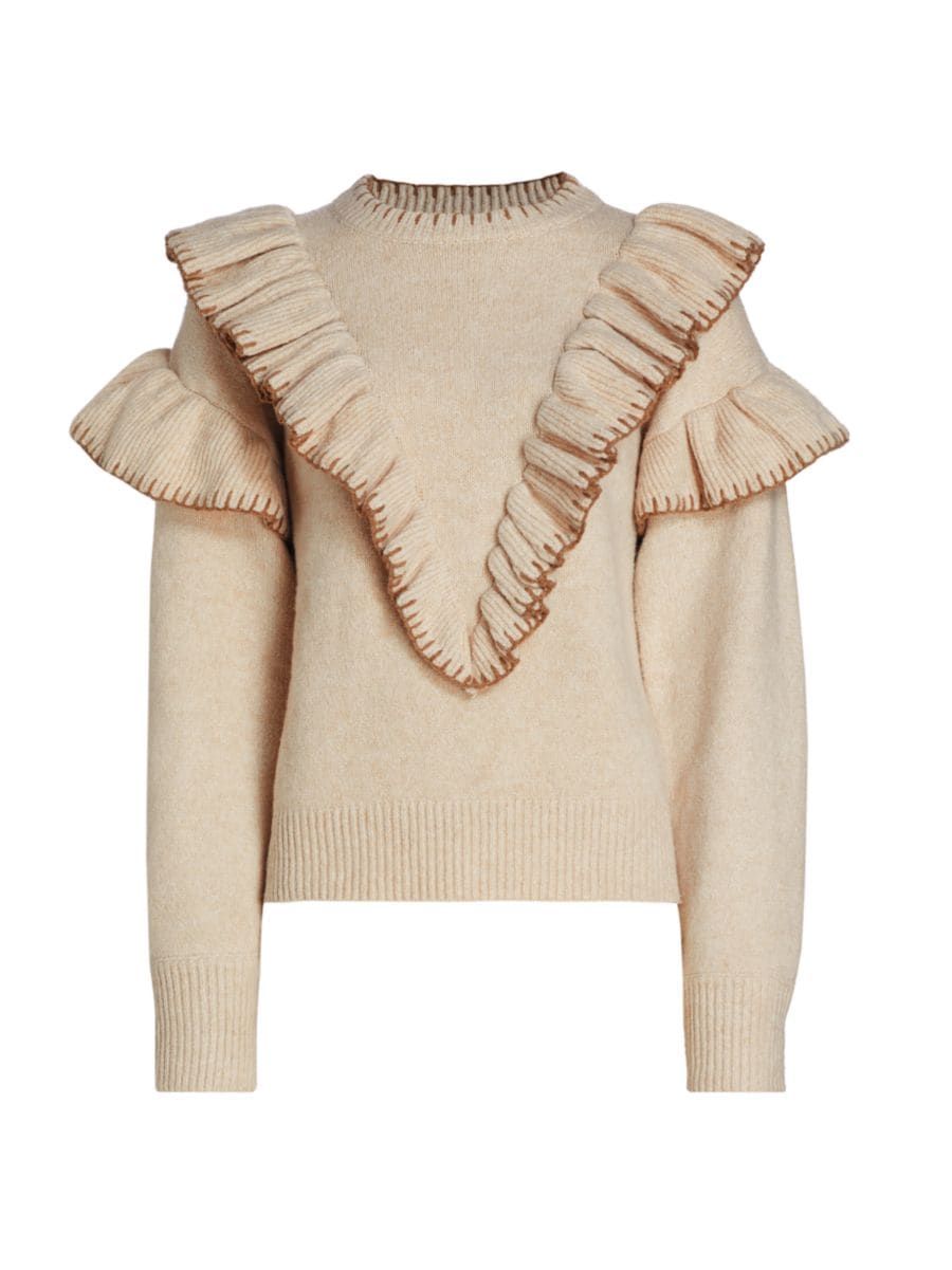 EN SAISON Rene Ruffle-Trim Sweater | Saks Fifth Avenue