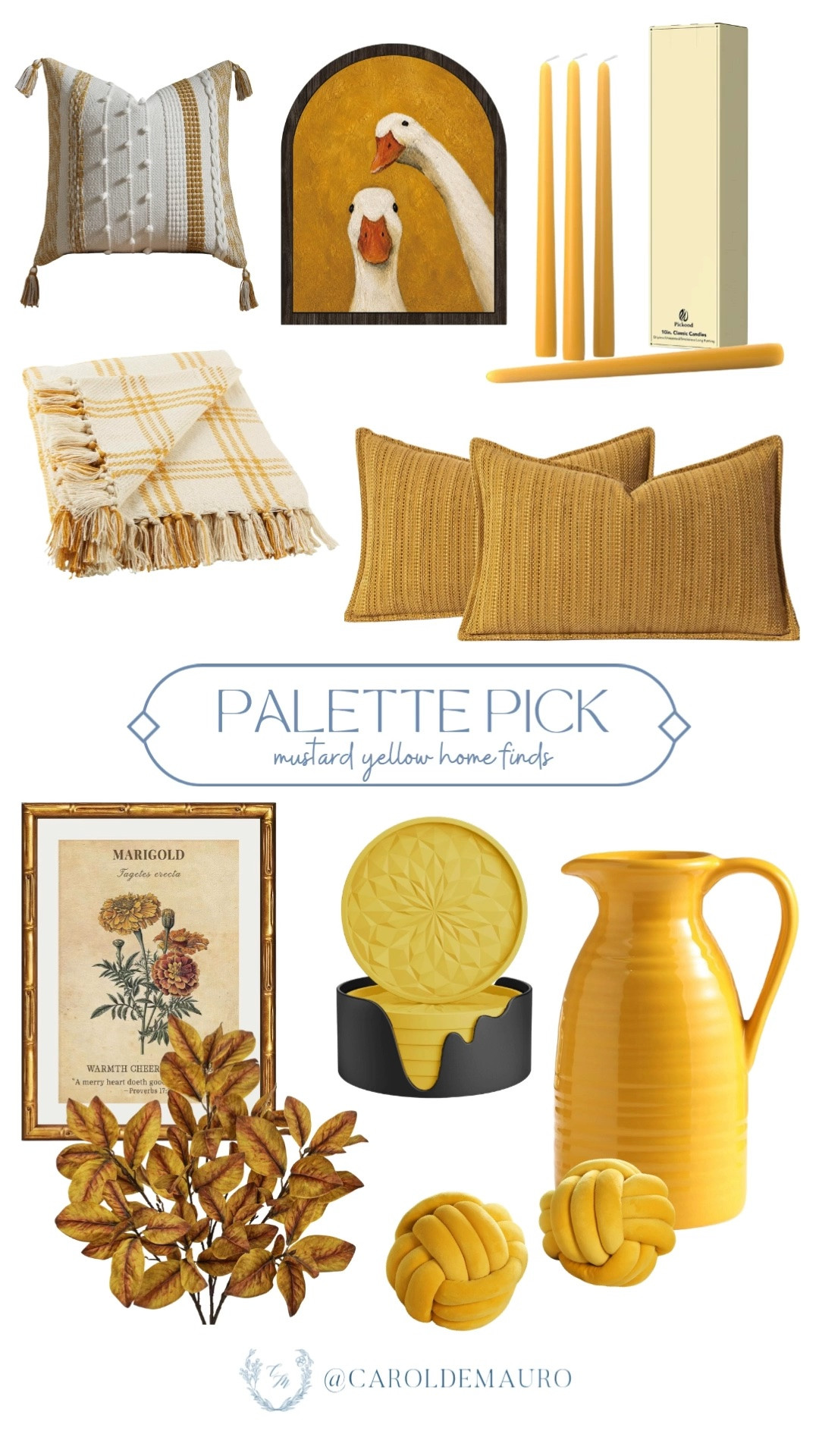 Mustard yellow is such a warm, unexpected color for fall decor! Candles, pillows, and pitchers that bring instant coziness to a space.

palette pick hom, yellow home accents, cozy fall decor, autumn color palette, seasonal home styling

#LTKHome #LTKSeasonal
