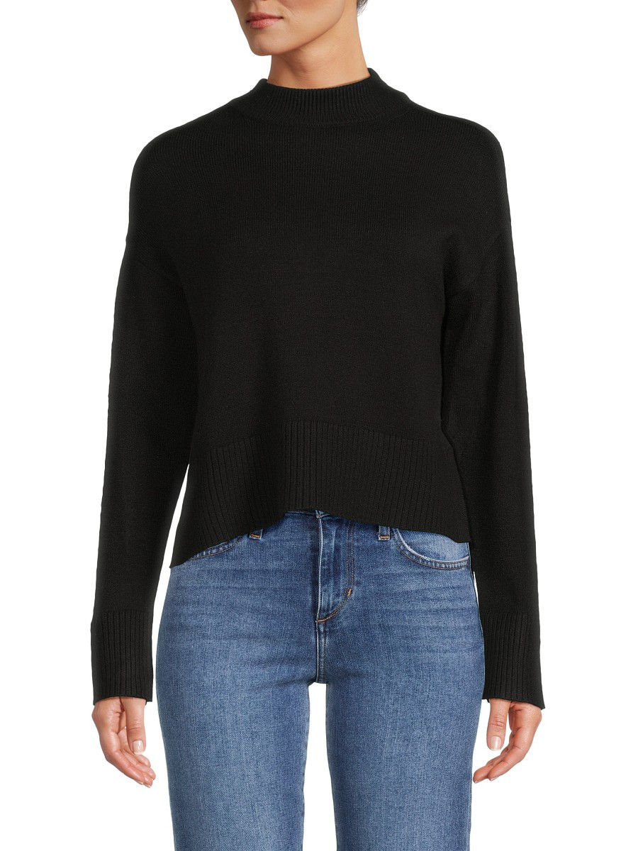 DKNY Women's Mock Neck High-Low Sweater - Black - Size S | Saks Fifth Avenue OFF 5TH