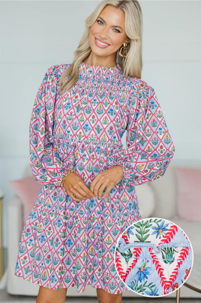 NURSING COLLECTION: Be Your Best Blue Medallion Babydoll Dress | The Mint Julep Boutique