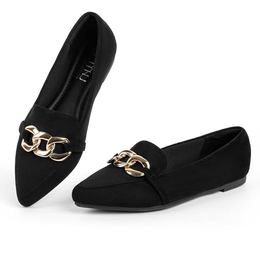 MUSSHOE Women's Loafers Comfortable Fashion Chain Flats Shoes for Women | Amazon (US)