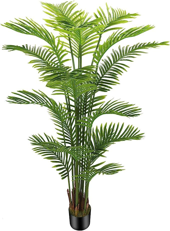 OXLLXO 6ft Artificial Areca Palm Silk Tree(72in) with 18 Trunks Faux Tree and Plastic Nursery Pot... | Amazon (US)