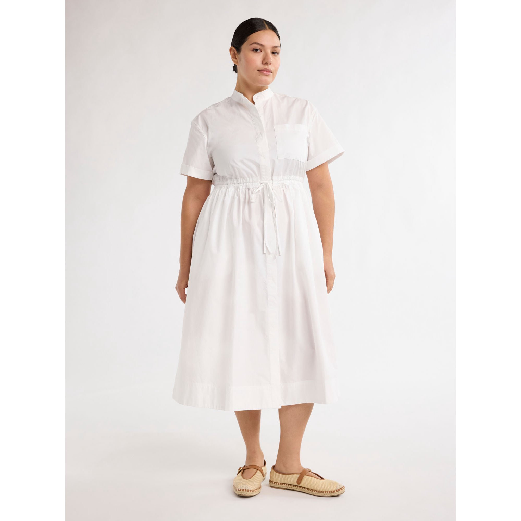 Free Assembly Women's Plus Cotton Double Tie Utility Midi Dress with Short Sleeves, Sizes 1X-4X | Walmart (US)