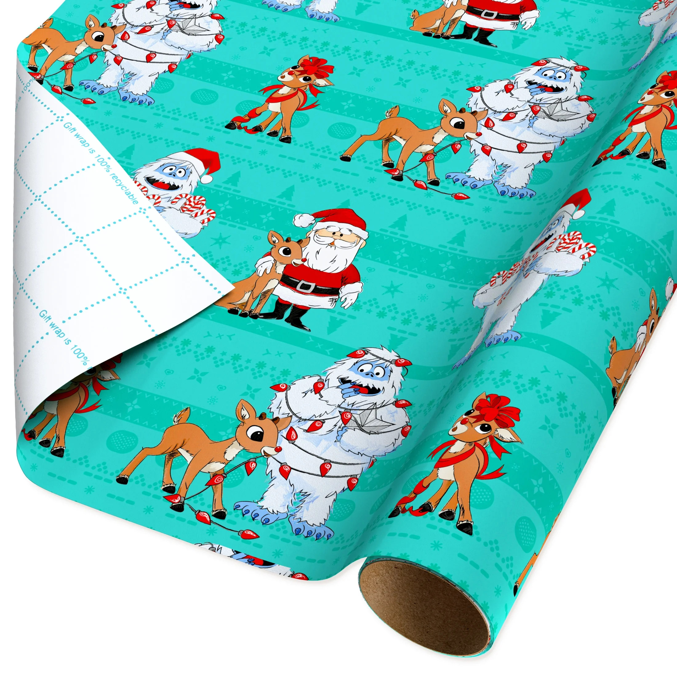 Plus Mark 40 in. Rudolph the Red Nosed Reindeer Blue Christmas Wrapping Paper with Cutlines (60 S... | Walmart (US)