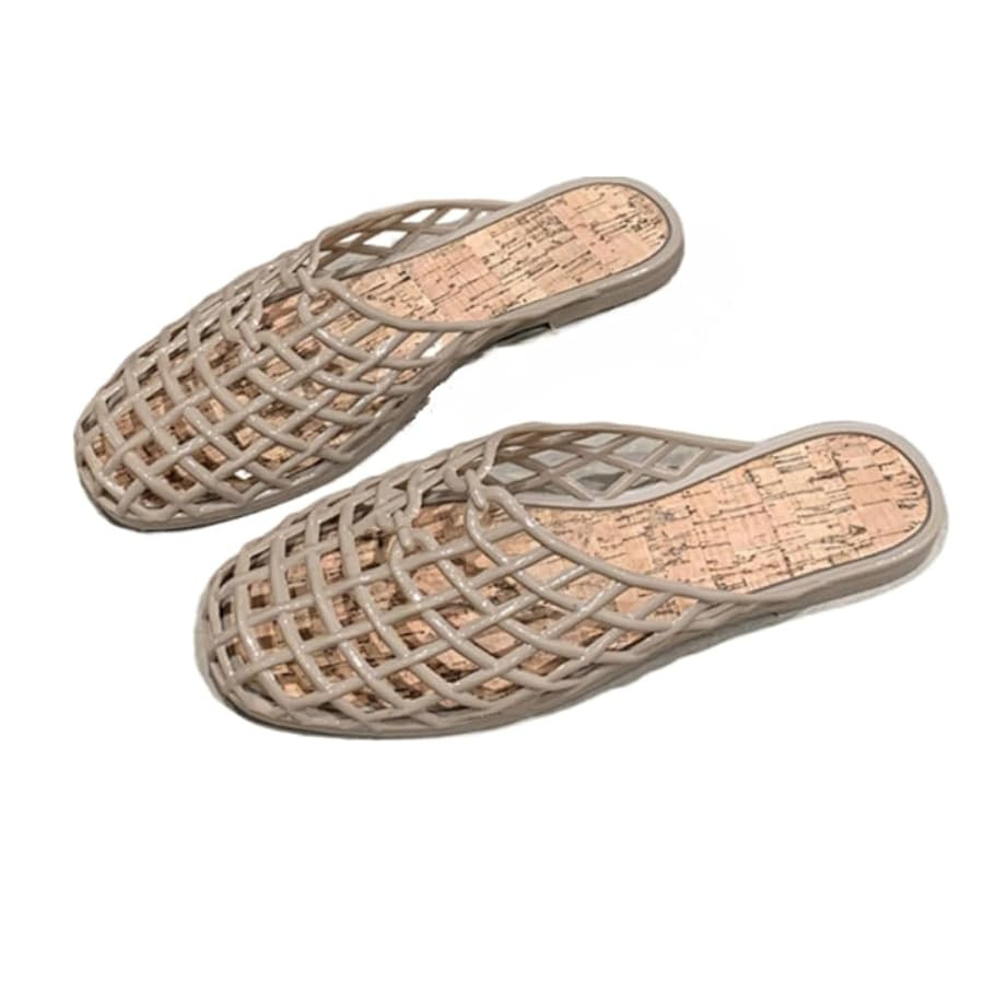 Jelly Mules for Women Clear Mesh Jelly Beach Sandals Slip On House Slippers Woven Hollow Water Sl... | Amazon (US)