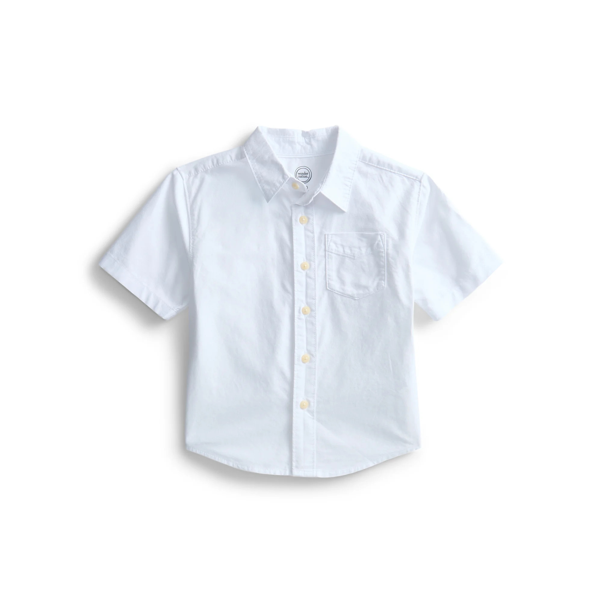 Wonder Nation Boys Cotton Button Down Shirt with Short Sleeves, Sizes 4/5-18 & Husky | Walmart (US)