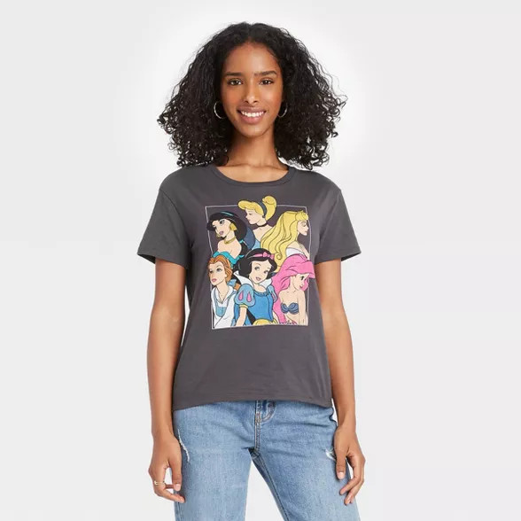 Women's Disney Princess Short Sleeve Graphic T-Shirt - Black | Target