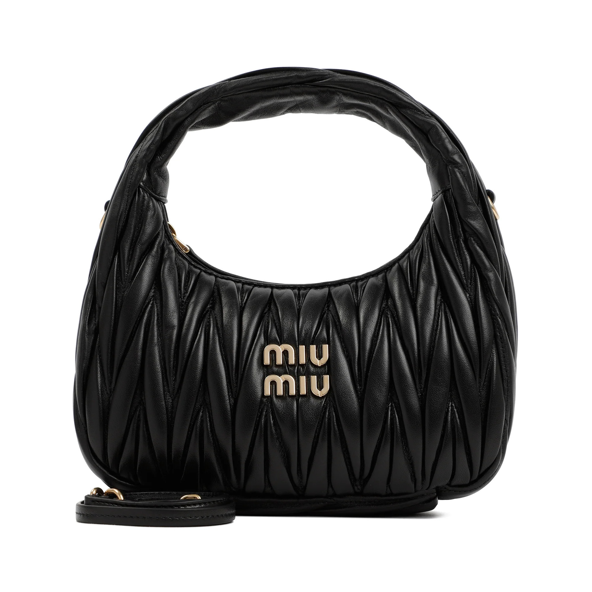 Miu Miu Women's Lamb Leather Handbag in Black | Size UNICA | 5BC125VOOYAN88 | LOZURI