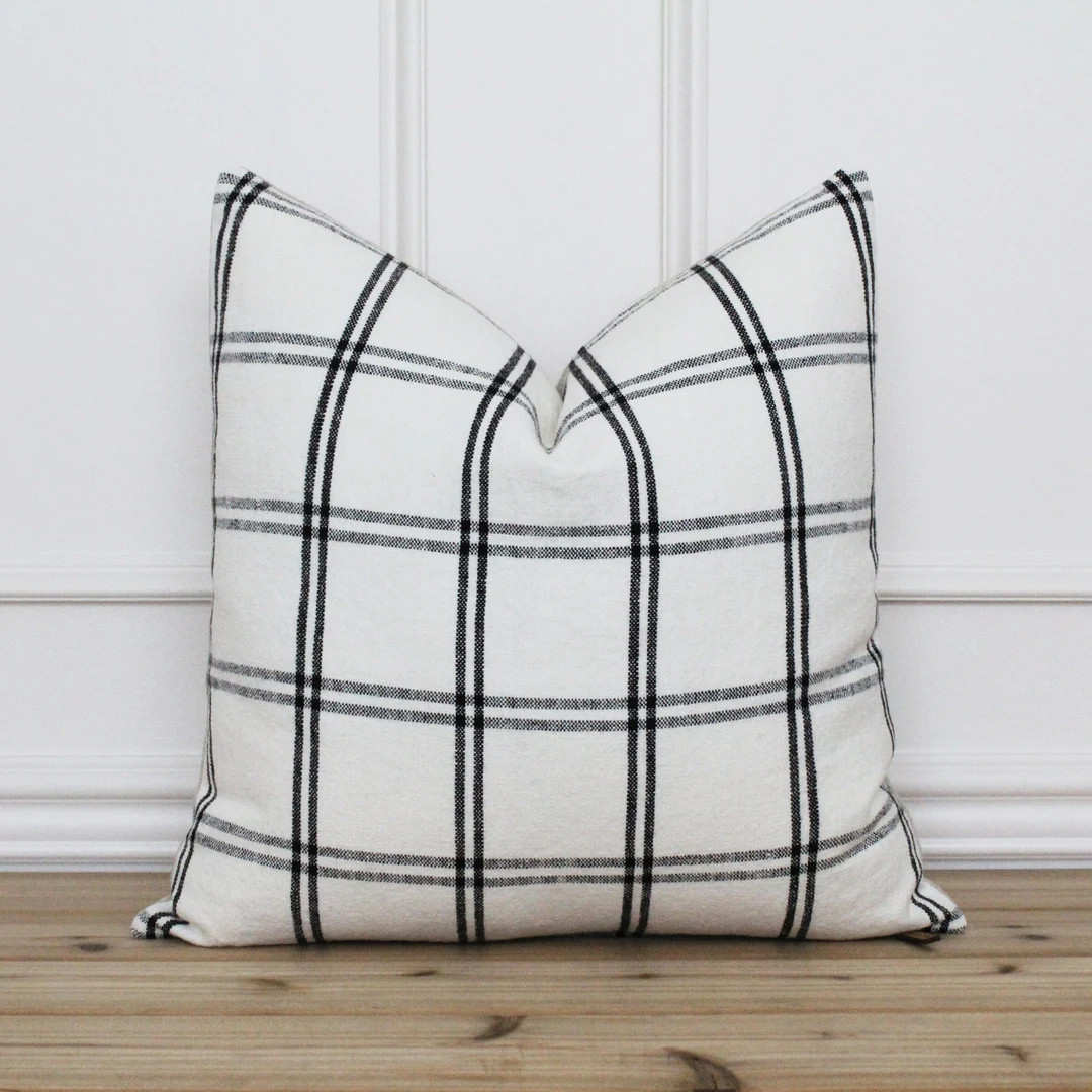 White and Black Plaid Pillow Cover Farmhouse Pillow Cover Modern Pillow Cover Decorative Throw Pi... | Etsy (US)