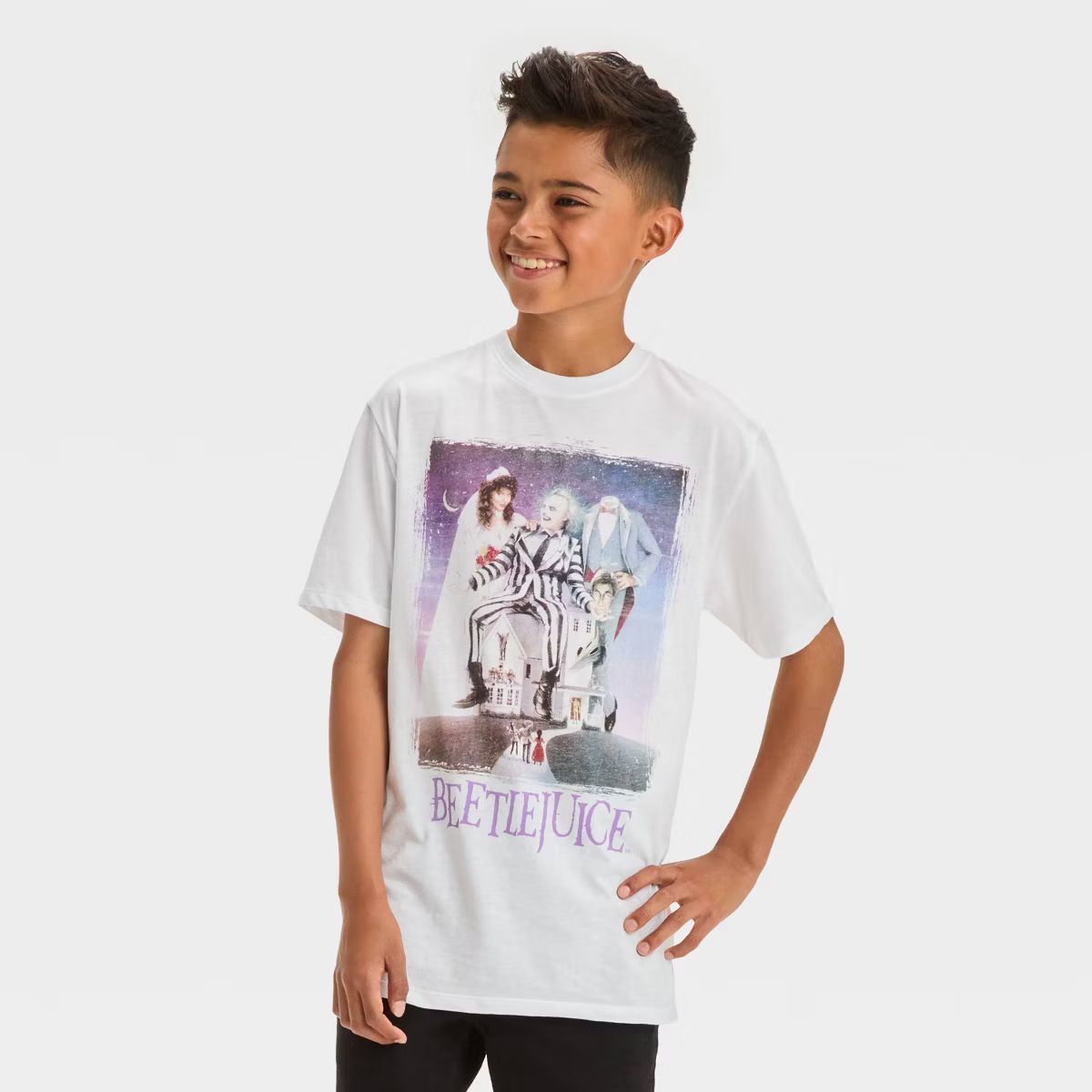 Boys' Beetlejuice Short Sleeve Graphic T-Shirt - White | Target