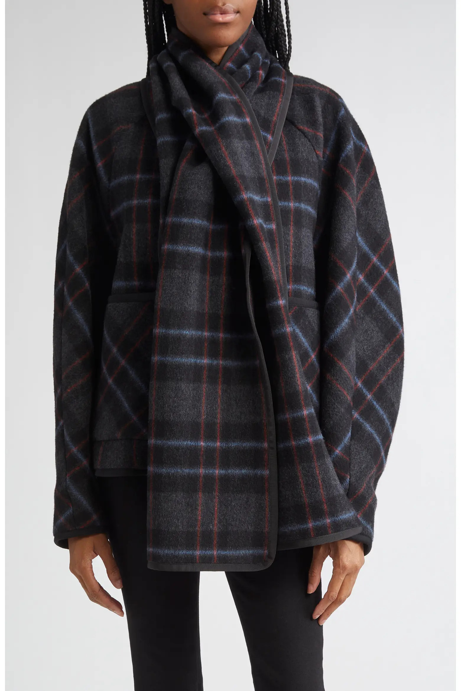 Veronica Beard Martine Plaid Wool Blend Dickey Scarf Coat (Women) | Nordstromrack | Nordstrom Rack