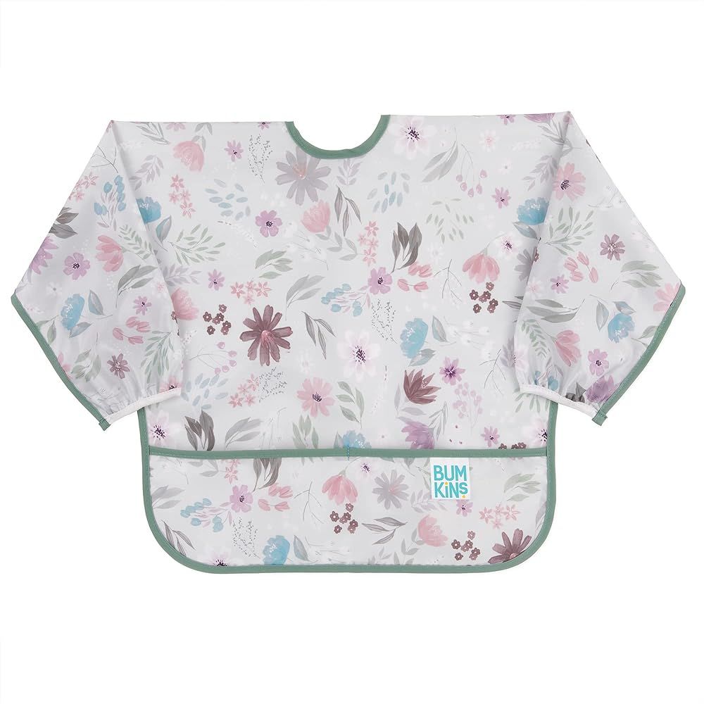 Bumkins Sleeved Bib Baby Bib, Toddler Bib, Smock, Waterproof Fabric, Fits Ages 6-24 Months – Floral | Amazon (US)