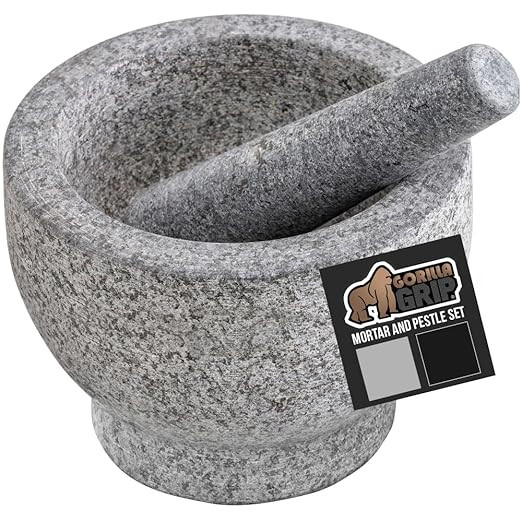 GORILLA GRIP Heavy Duty Mortar and Pestle Set with Slip Resistant Base, 100% Granite Stone Molcaj... | Amazon (US)