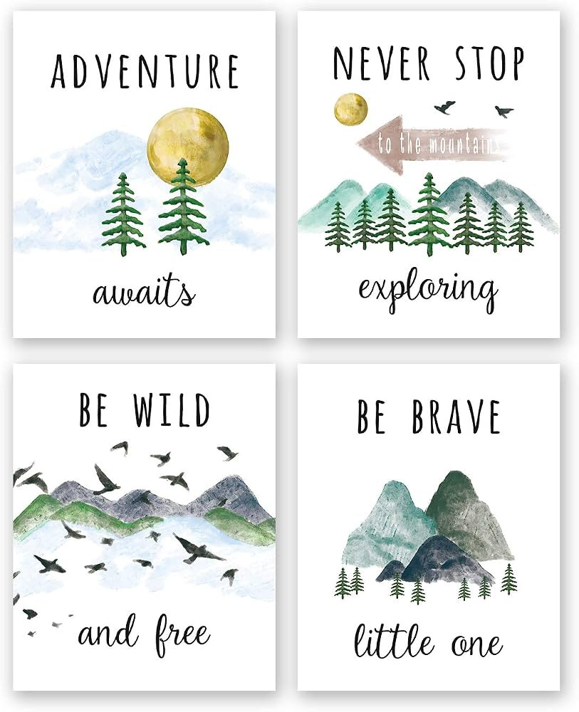 Colorful Inspirational Adventure Quote Art Print-- Nature Mountain Forest Motivational Saying Can... | Amazon (US)