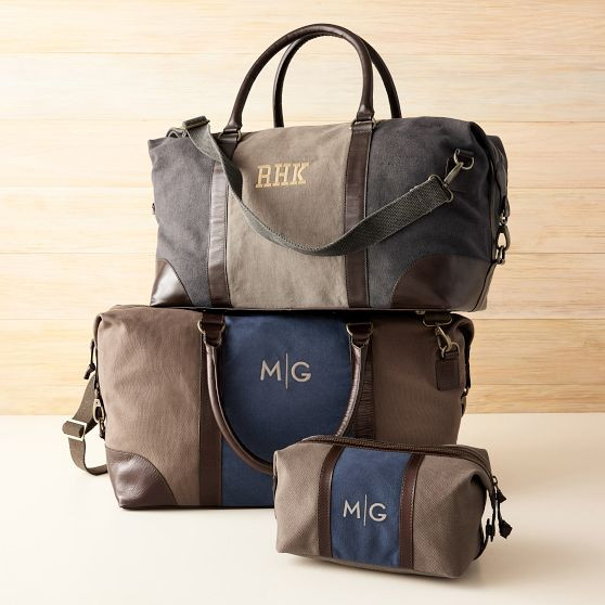 Everett Canvas and Leather Weekender and Travel Pouch Set | Mark and Graham