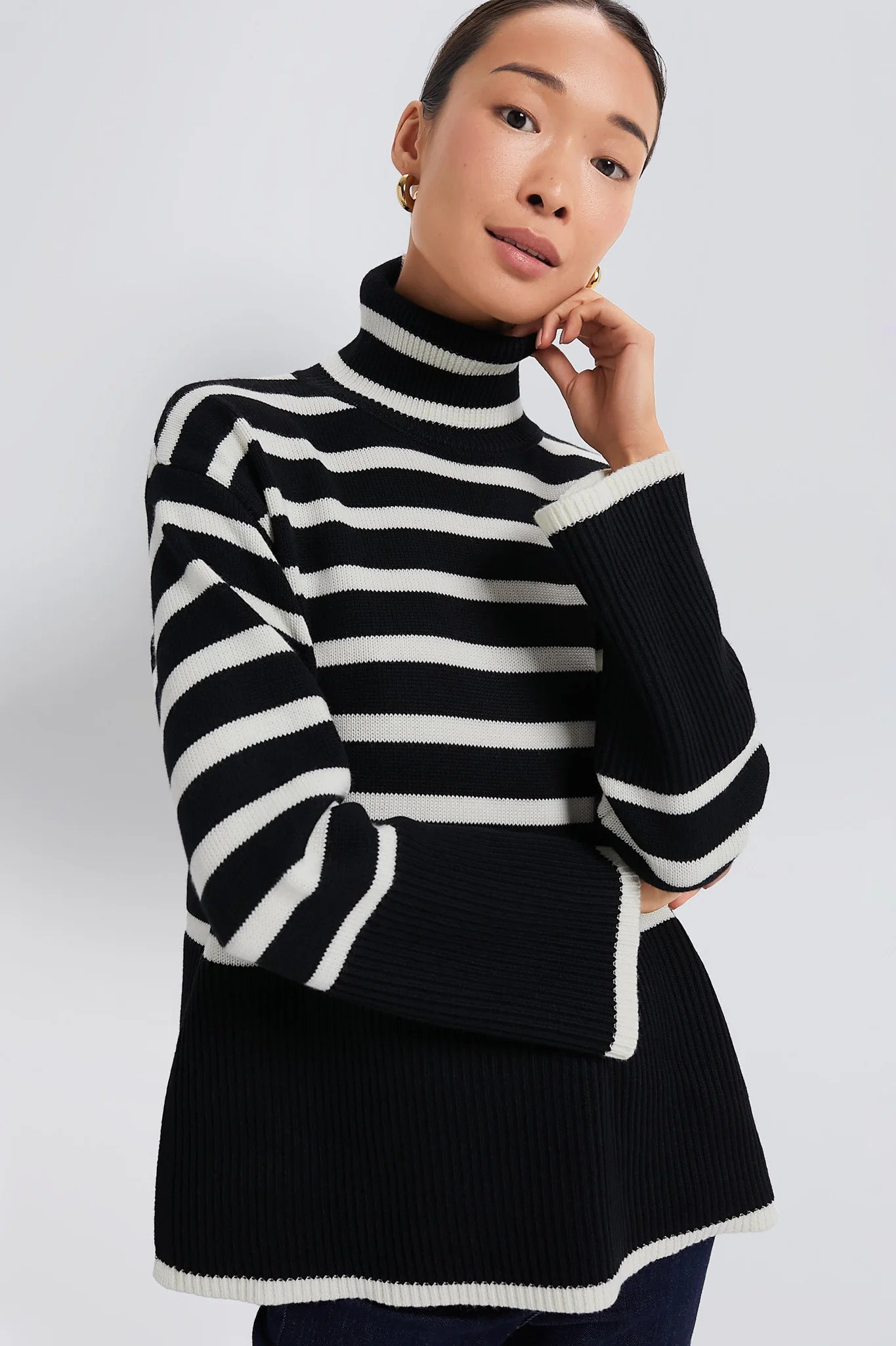 Black Striped Turtleneck Sweater | Tuckernuck (US)
