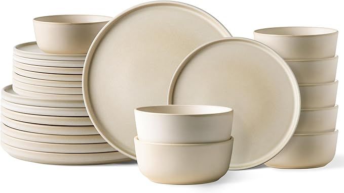 AmorArc Stoneware Dinnerware Sets of 6,Reactive Ceramic Plates and Bowls Set,Highly Chip and Crac... | Amazon (US)