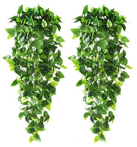 CEWOR 2pcs Artificial Hanging Plants 3.6ft Fake Ivy Vine Fake Ivy Leaves for Wall House Room Patio I | Amazon (US)