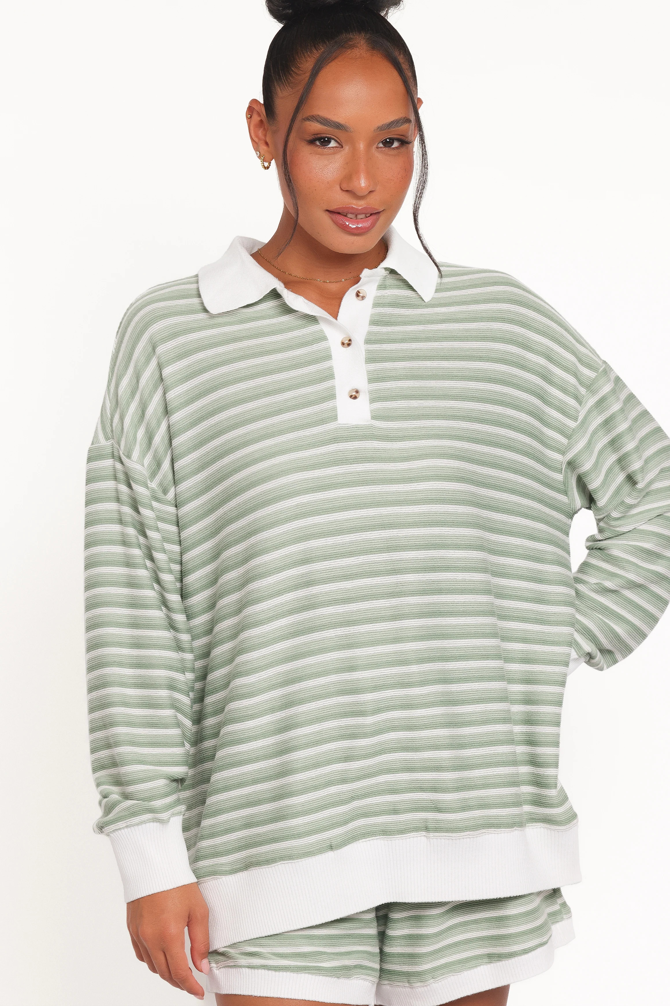 Dealia Knit Short Set - Sage Stripe | Petal & Pup (US)