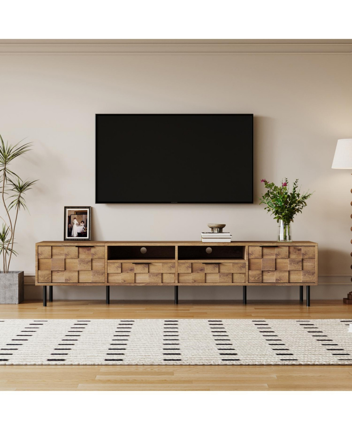 Streamdale Mid Century Tv Stand - Media Console for 85" TVs - Natural | Macy's