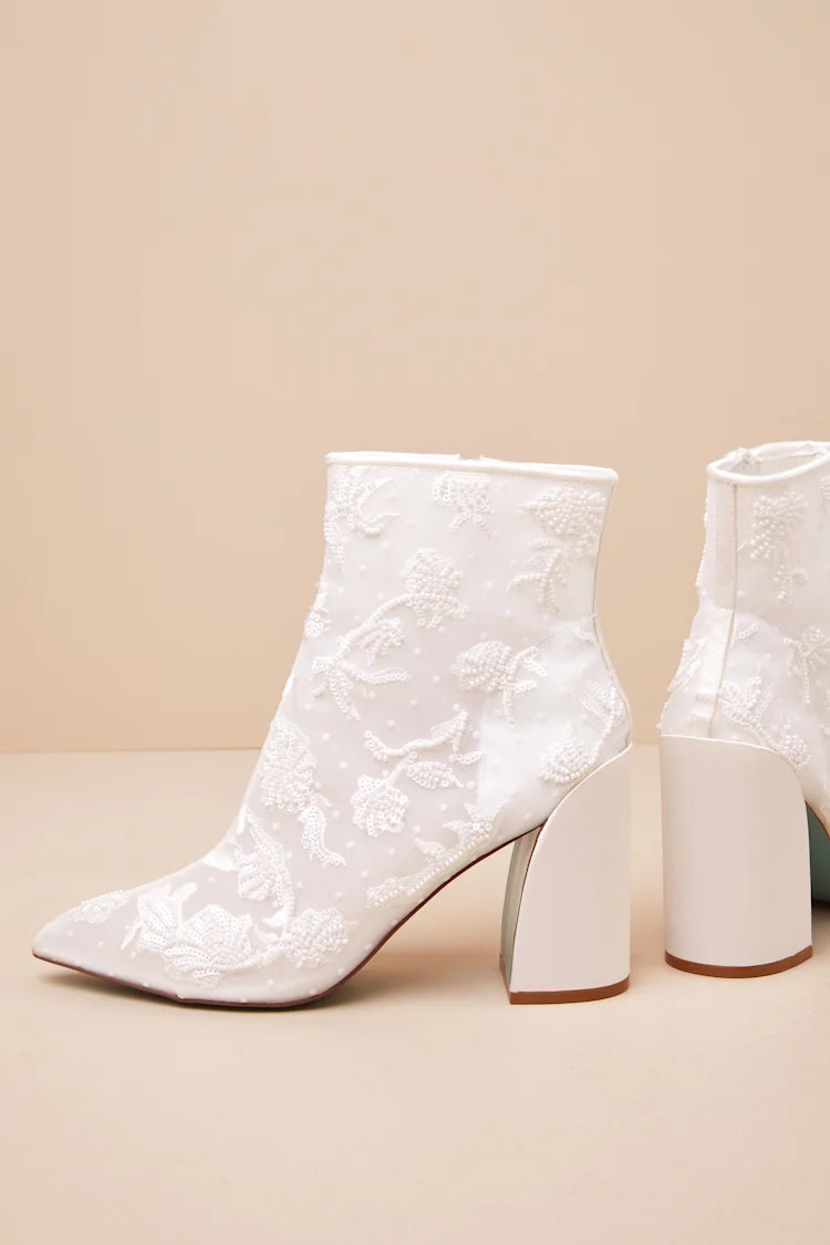 SB-Merri Ivory Beaded Embroidered Ankle Boots | Lulus