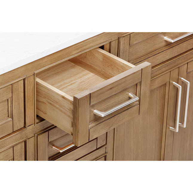 allen + roth Connery 60-in Golden Oak Undermount Double Sink Bathroom Vanity with White Engineere... | Lowe's