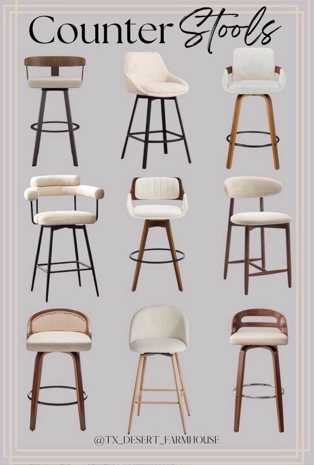 Kitchen Counter Stools

Leeana Swivel Faux Leather Counter & Bar Stools (Set of 2)
Mahtab Swivel Counter & Bar Stools (Set of 2)
Cusick 26" Seat Height Swivel Upholstered Counter Stools Barstool with Backrest Footrest for Kitchen Island Dining Room (Set of 2)
Drees Swivel Upholstered Counter & Bar Stool with Wood Backrest
Upholstered Counter Stool Solid Wood Bar Stool (Set of 2)
Linen Counter Height Bar Stools, Swivel Barstools with Full Backs, Modern Upholstered Counter Stools with Metal Legs, Beige Bar Stools for Kitchen Island, Home Pub, 26 Inches, Set of 2
Zesthouse Swivel Counter Stools Set of 2, 26'' Modern Counter Height Barstools with Low Backs & Metal Legs, Upholstered Counter Height Barstools, Beige Linen Fabric Bar Stools for Kitchen Island
Beige Fabric Swivel Bar Stools with Back, Walnut Bentwood Mid-Century Design, Modern Set of 2 Bar Chairs with Curved Back and 360° Swivel, Ideal for Home Bars, Kitchens, Dining Spaces
Swivel Bar Stools Set of 2, Walnut Counter Height Bar Stools with Back and Arms, 26" Modern Faux Leather Upholstered Bar Chairs for Kitchen Island Bar-Beige

#counterstools #kitchenstools #barstools #barstool #counterstool #kitchenstool #kitchenchair #beigestools #stools #swivelstools #swivelchair #modernstools #moderncounterstools #modernkitchen #midcenturymodern #midcenturymodernstools #homestyle #homedecor 

#LTKStyleTip #

#LTKSaleAlert #LTKHome #LTKmomlife