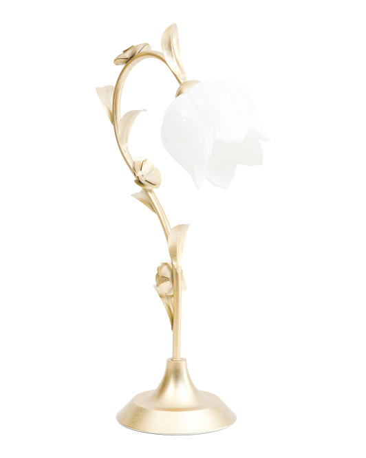 21.8in Floral Metal Glass Shade Table Lamp | TJ Maxx