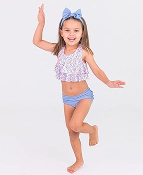 RuffleButts Baby/Toddler Girls Cropped 2-Piece Sleeveless Tankini Swimsuits with UPF50+ Sun Prote... | Amazon (US)