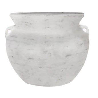 Style Selections Medium (8-25-Quart) 21-in W x 15.25-in H Antique White Clay Planter with Drainag... | Lowe's