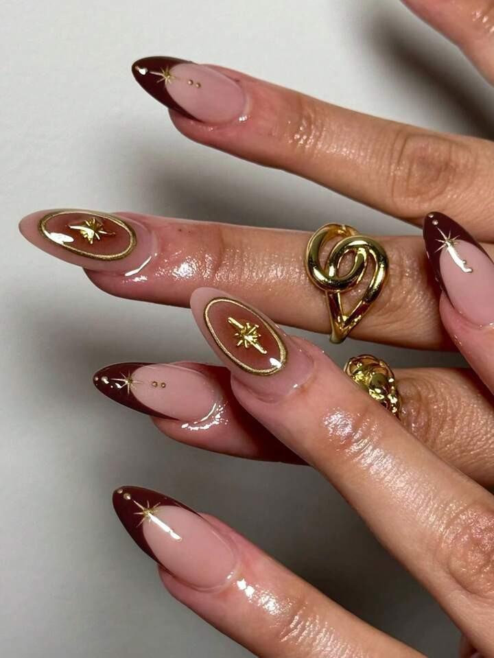 Elevate Your Style With, 24pcs Y2K Style Medium Almond 3d Gelnails French Tip Press On Nails Design Acrylic Fake Nails Set , Contain 1pc Jelly Glue And 1pc Nail File, French Tip Nails For For Woman & Girl Daily Wear Rave Party Use | SHEIN