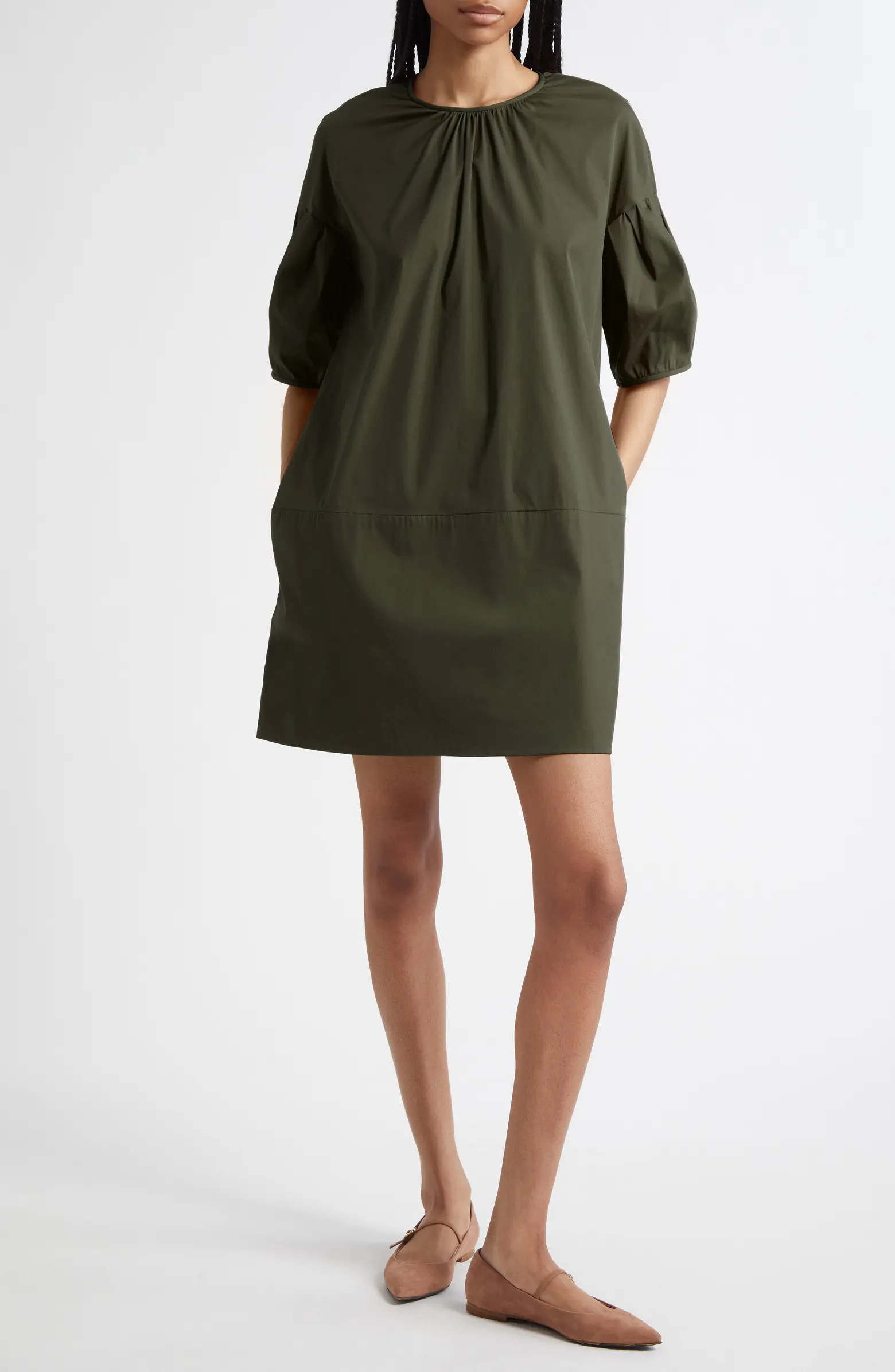 Max Mara Isotta Shirred Poplin Shift Dress | Nordstrom | Nordstrom