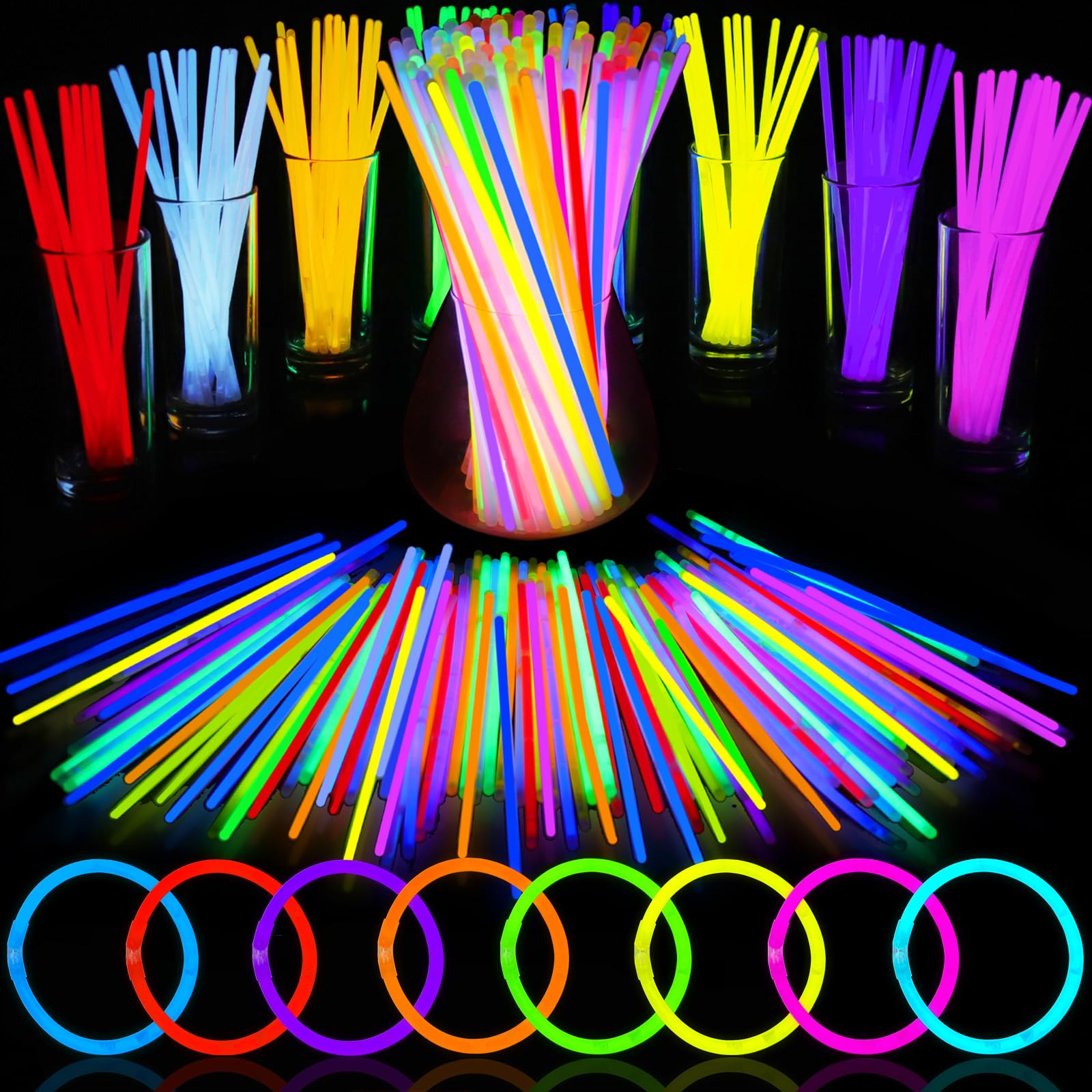 AIVANT Glow Sticks Bulk Party Supplies | 70 PCS 8 Inch Glowsticks with Connectors | Glow in the D... | Amazon (US)