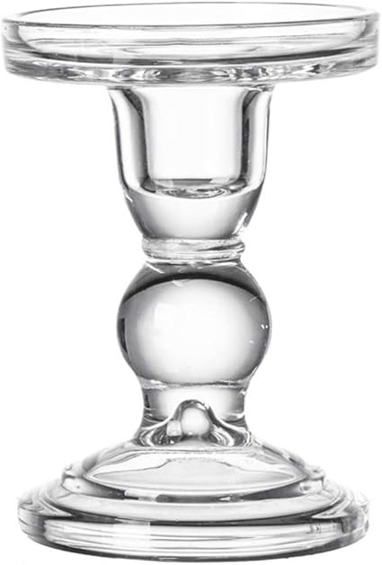 Glass Candle Holder Clear Pillar Candle Stand Candlestick for Home Wedding Party Decoration (Heig... | Amazon (US)