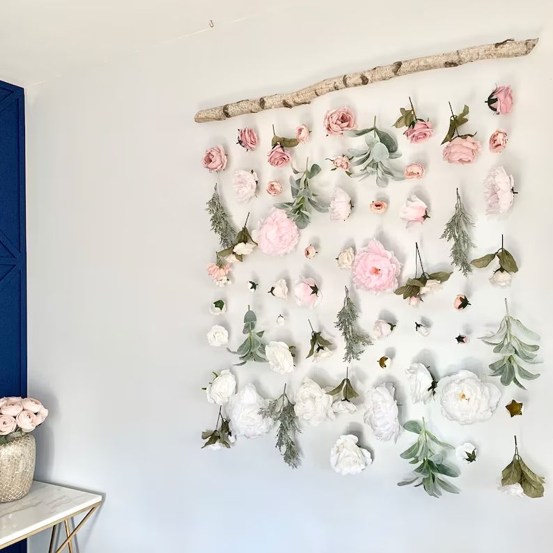 Flower wall hanging, Hanging Flower backdrop, Flower curtain, floral backdrop,  Boho flower hangi... | Etsy (US)