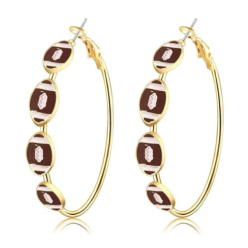 Game Day Earrings for Women Football Hoop Earrings Sport Team Earrings Race Game Day Football Jewelry Accessories Outfits Gifts (Style A) | Amazon (US)