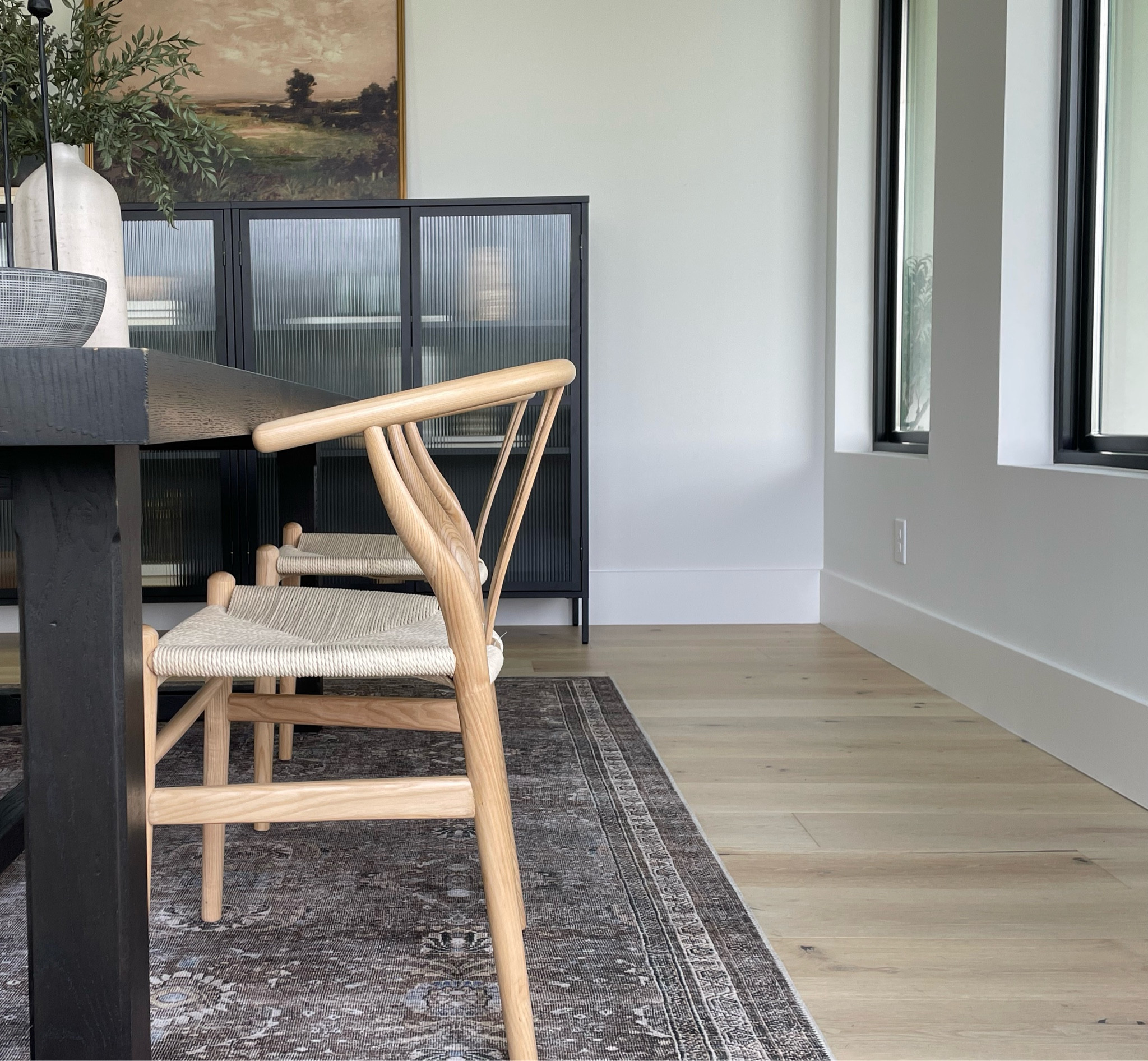 Dining room style. Dining room inspo. Modern home. Interior design. Classic home. Wishbone chairs. Modern buffet cabinet. 

#ltkhome #interiordesign #kellerandoak #wayday #wayfairsale #allmodern